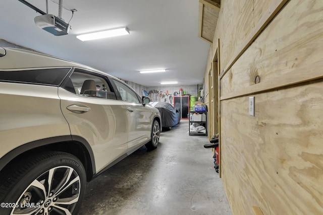 garage with a garage door opener