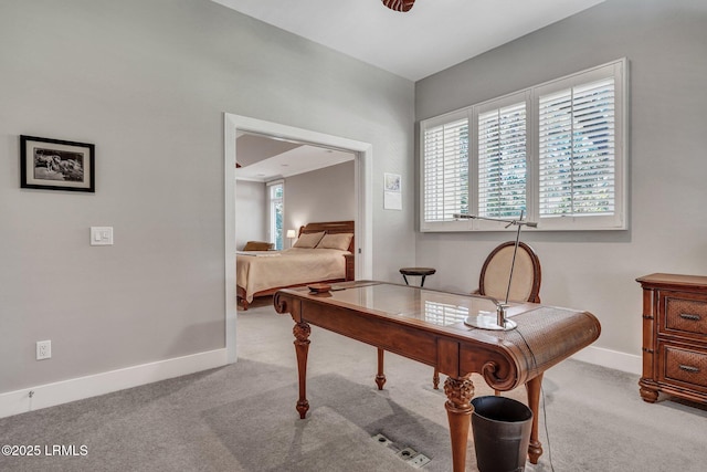 recreation room with carpet and baseboards