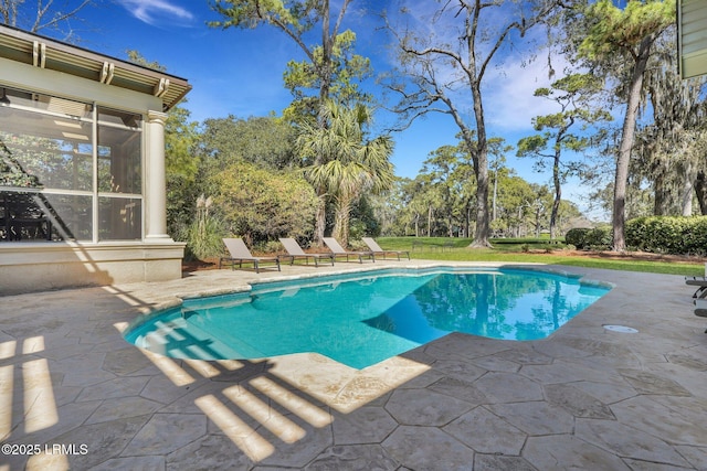 pool featuring a patio area