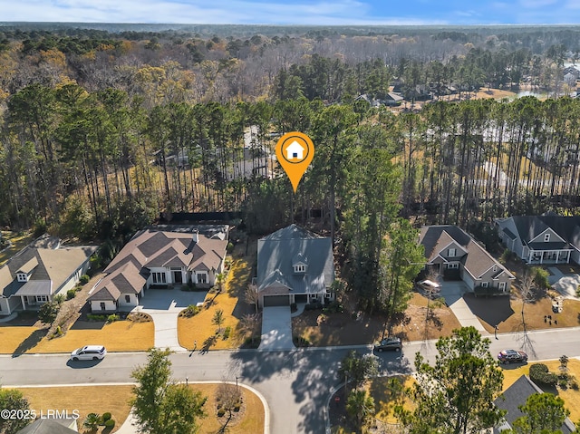 drone / aerial view with a residential view