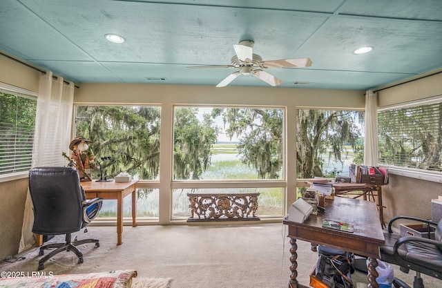 5 Petigru Dr, Beaufort, SC 29902 - office with carpet flooring, a ceiling fan, and recessed lighting