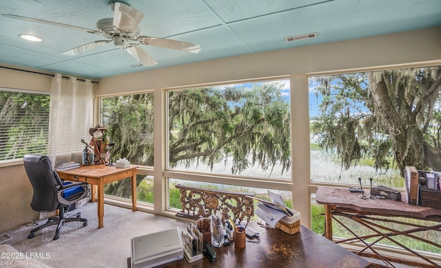 5 Petigru Dr, Beaufort, SC 29902 - carpeted home office with ceiling fan