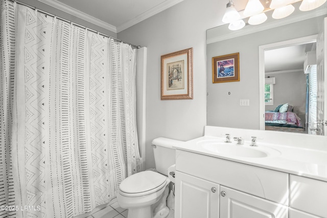 5 Petigru Dr, Beaufort, SC 29902 - bathroom featuring crown molding, vanity, connected bathroom, and tile patterned flooring