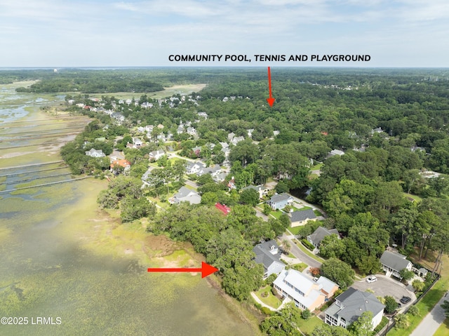 5 Petigru Dr, Beaufort, SC 29902 - aerial view of property's location with a heavily wooded area and nearby suburban area
