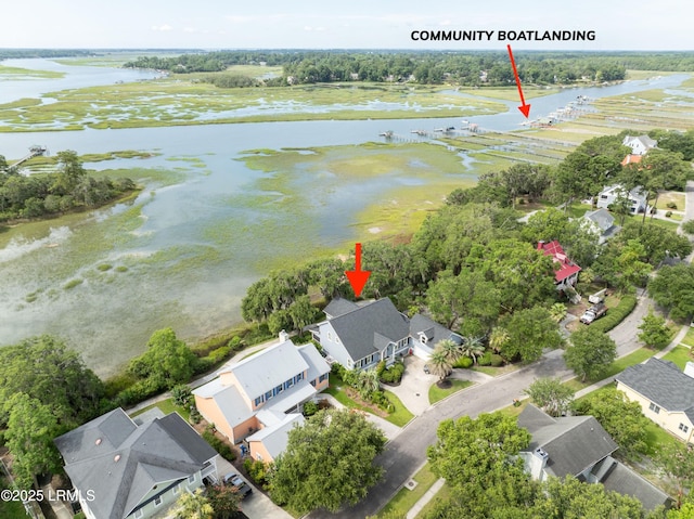 5 Petigru Dr, Beaufort, SC 29902 - aerial perspective of suburban area with a large body of water