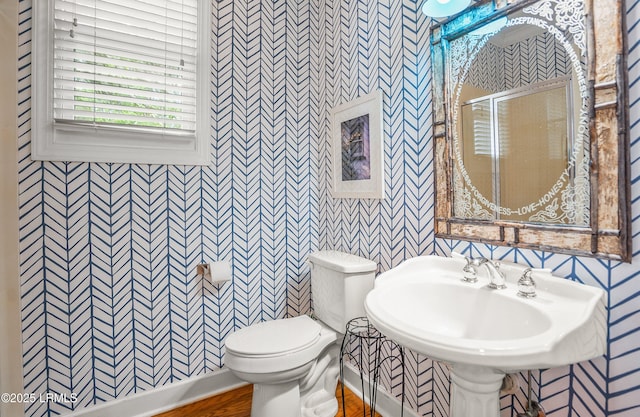 5 Petigru Dr, Beaufort, SC 29902 - bathroom with wallpapered walls and a shower with shower door