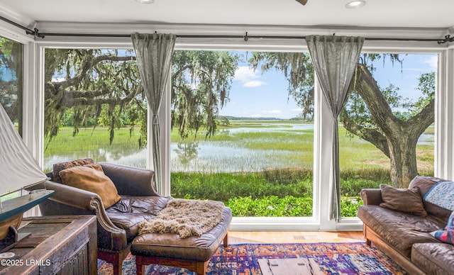 5 Petigru Dr, Beaufort, SC 29902 - sunroom with a water view, healthy amount of natural light, and wood finished floors