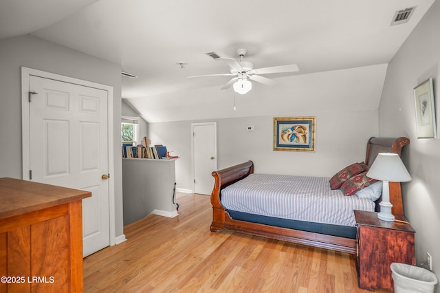 5 Petigru Dr, Beaufort, SC 29902 - bedroom featuring vaulted ceiling, light wood-type flooring, and a ceiling fan