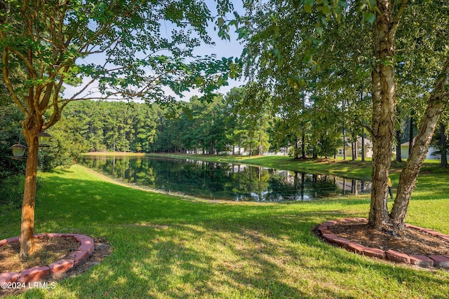 view of yard featuring a water view