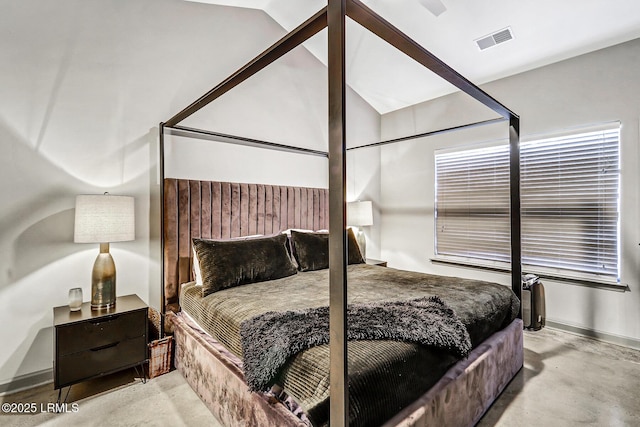 610 E Ave, Bluffton, SC 29910 - bedroom featuring visible vents and vaulted ceiling
