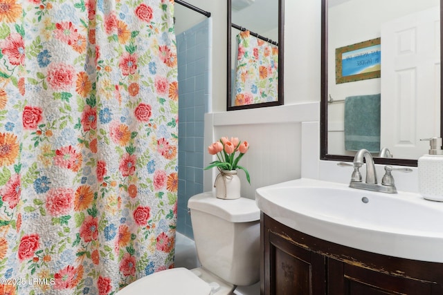 1617 Paris Ave W, Port Royal, SC 29935 - full bathroom with vanity, a shower with shower curtain, and toilet
