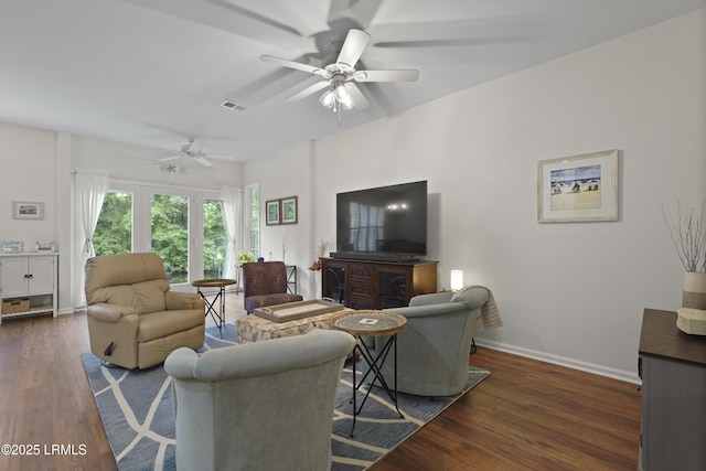 193 Landing Ln, Bluffton, SC 29909 - living area featuring wood finished floors and ceiling fan