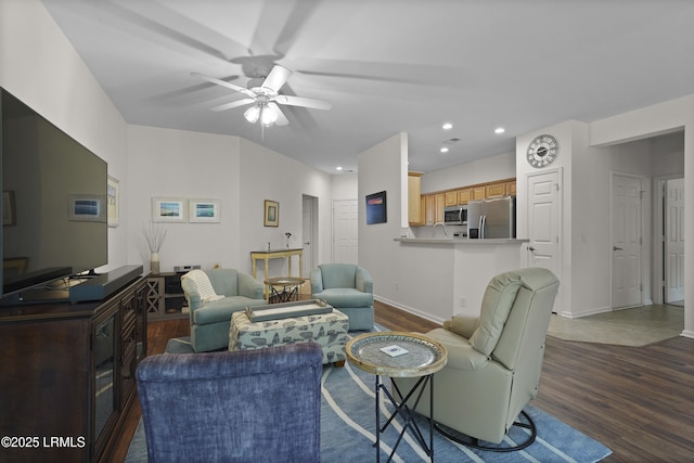 193 Landing Ln, Bluffton, SC 29909 - living area featuring wood finished floors, ceiling fan, and recessed lighting
