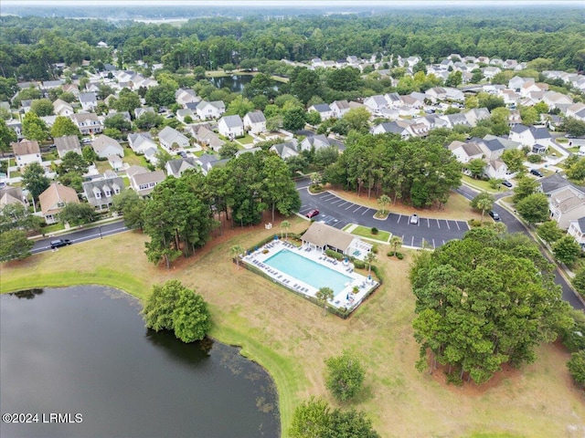 bird's eye view featuring a water view