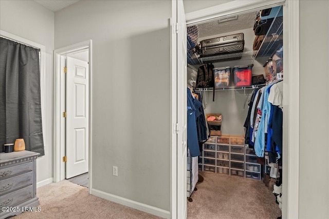 walk in closet featuring carpet