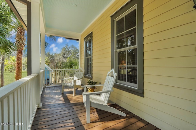 wooden terrace with covered porch