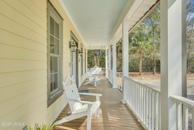 deck with a porch