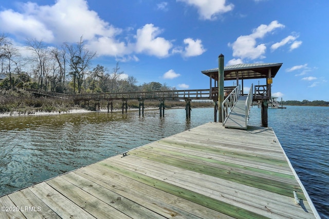 dock area featuring a water view