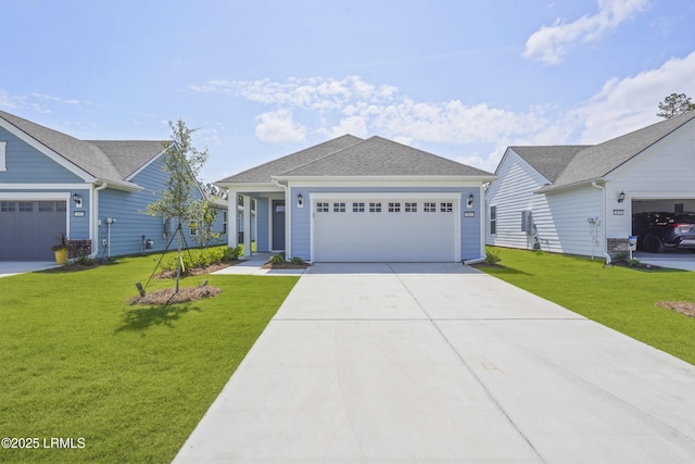 821 Aurora Way, Bluffton, SC 29909 - ranch-style house featuring a front lawn, concrete driveway, and a garage