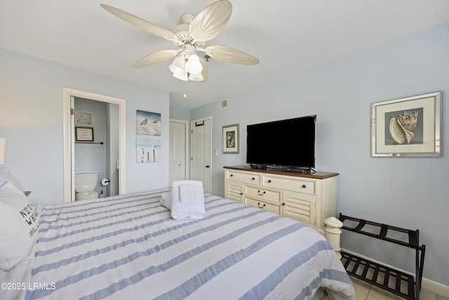 663 William Hilton Pkwy Unit 3410, Hilton Head Island, SC 29928 - bedroom featuring tile patterned flooring, a ceiling fan, and baseboards