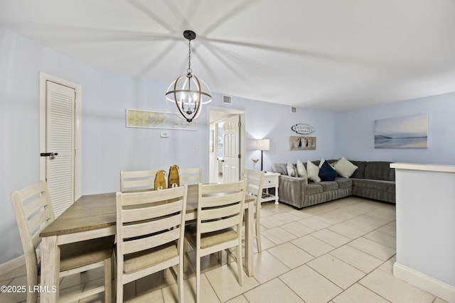 663 William Hilton Pkwy Unit 3410, Hilton Head Island, SC 29928 - dining space with a chandelier, visible vents, light tile patterned floors, and baseboards