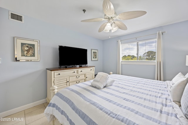 663 William Hilton Pkwy Unit 3410, Hilton Head Island, SC 29928 - bedroom with light tile patterned floors, visible vents, a ceiling fan, and baseboards