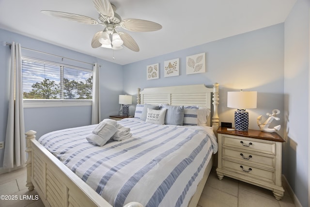663 William Hilton Pkwy Unit 3410, Hilton Head Island, SC 29928 - bedroom featuring light tile patterned floors, ceiling fan, and baseboards