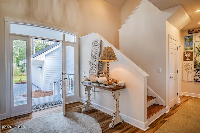 foyer entrance featuring hardwood / wood-style flooring