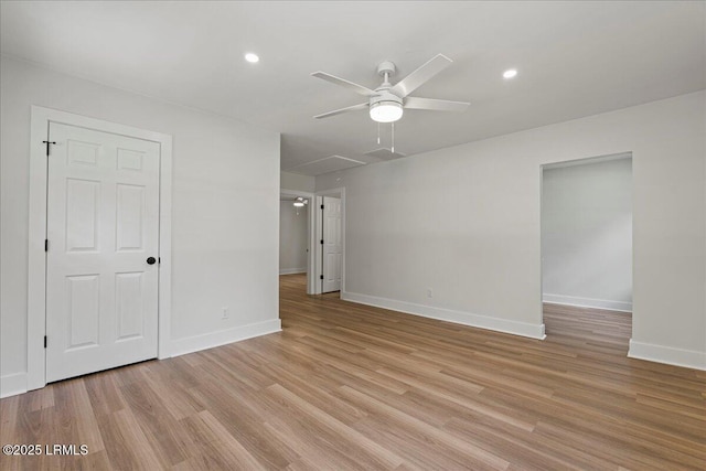 1807 Battery Park Dr, Port Royal, SC 29935 - spare room featuring attic access, a ceiling fan, light wood-style floors, and recessed lighting