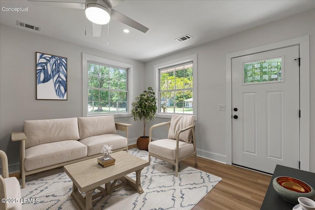 1807 Battery Park Dr, Port Royal, SC 29935 - living area featuring wood finished floors, ceiling fan, and recessed lighting