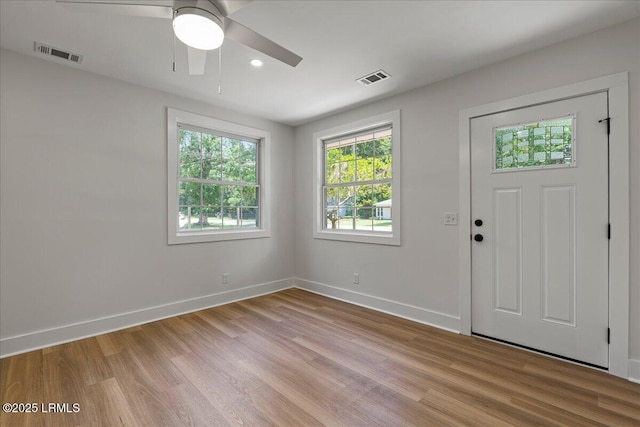 1807 Battery Park Dr, Port Royal, SC 29935 - entrance foyer featuring light wood-style floors, a ceiling fan, and recessed lighting