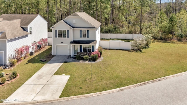238 Turkey Oak Dr, Bluffton, SC 29910 - traditional-style home featuring central AC, concrete driveway, a front yard, and fence