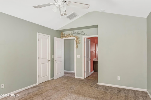 238 Turkey Oak Dr, Bluffton, SC 29910 - unfurnished bedroom with visible vents, baseboards, carpet, and vaulted ceiling