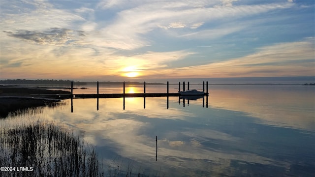 dock area featuring a water view