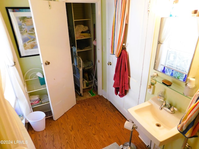 bathroom with sink and hardwood / wood-style floors