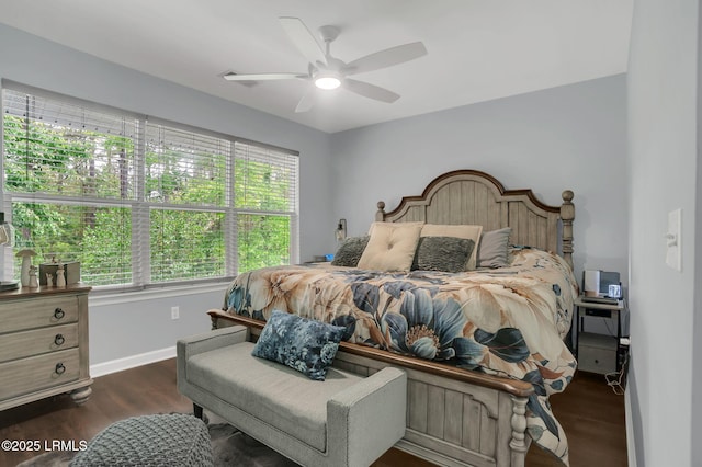 50 Lake Linden Ln Unit 50, Bluffton, SC 29910 - bedroom featuring dark wood finished floors, baseboards, and ceiling fan