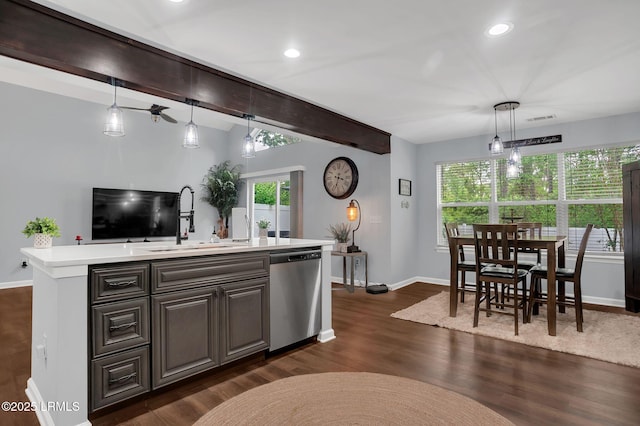 50 Lake Linden Ln Unit 50, Bluffton, SC 29910 - kitchen featuring stainless steel dishwasher, a sink, light countertops, baseboards, and recessed lighting