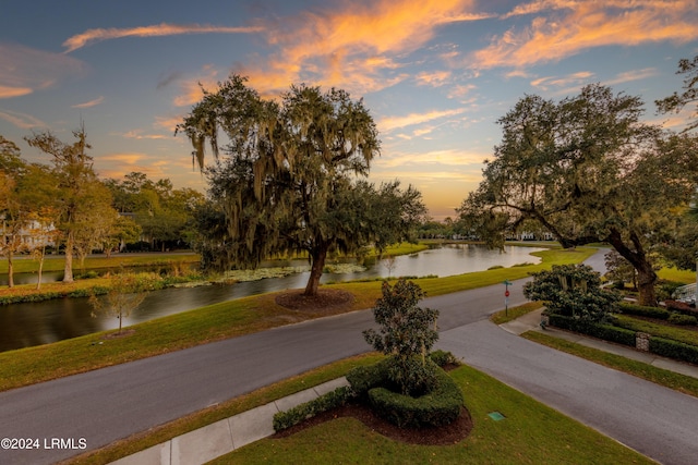 surrounding community featuring a water view