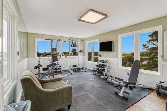 618 Dolphin Anx, Fripp Island, SC 29920 - workout area with a wainscoted wall
