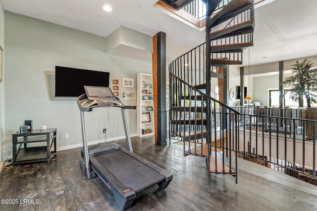 618 Dolphin Anx, Fripp Island, SC 29920 - exercise area featuring wood finished floors, baseboards, and recessed lighting