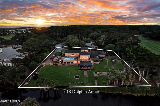 618 Dolphin Anx, Fripp Island, SC 29920 - aerial view of property and surrounding area with property parcel outlined