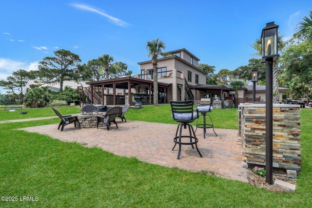 618 Dolphin Anx, Fripp Island, SC 29920 - view of patio with stairway and an outdoor fire pit