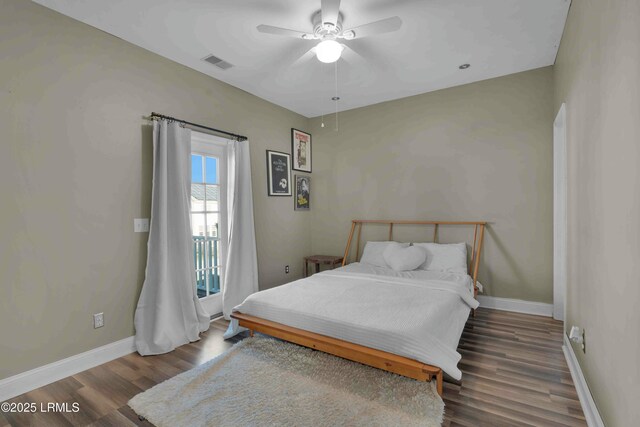 2176 Blakers Blvd, Okatie, SC 29909 - bedroom featuring a ceiling fan, visible vents, baseboards, and wood finished floors