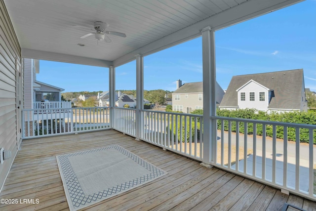 2176 Blakers Blvd, Okatie, SC 29909 - wooden terrace featuring a ceiling fan and a residential view
