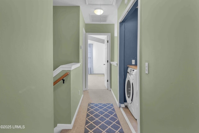 2176 Blakers Blvd, Okatie, SC 29909 - washroom featuring laundry area, visible vents, baseboards, attic access, and washer / dryer