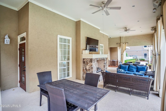 380 Marshland Rd Unit E26, Hilton Head Island, SC 29926 - view of patio / terrace featuring a ceiling fan, outdoor lounge area, and outdoor dining area