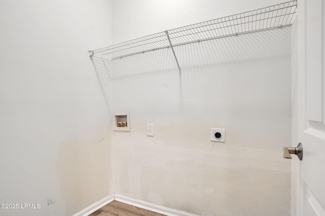 380 Marshland Rd Unit E26, Hilton Head Island, SC 29926 - laundry room featuring electric dryer hookup, washer hookup, and wood finished floors