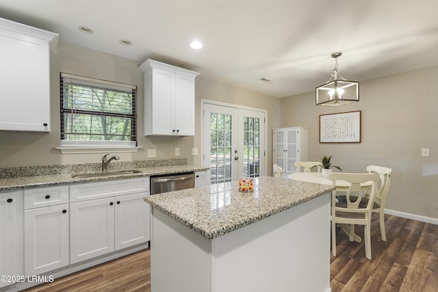 96 Pine Forest Loop, Ridgeland, SC 29936 - kitchen featuring a sink, dark wood-style flooring, french doors, healthy amount of natural light, and recessed lighting