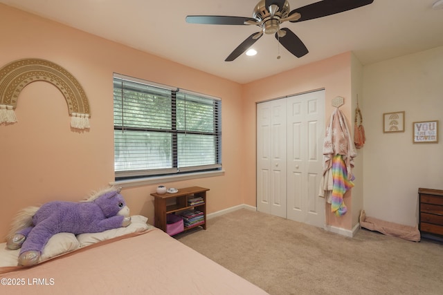 96 Pine Forest Loop, Ridgeland, SC 29936 - carpeted bedroom featuring a closet, baseboards, and a ceiling fan