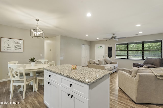 96 Pine Forest Loop, Ridgeland, SC 29936 - kitchen featuring open floor plan, baseboards, wood finished floors, and recessed lighting